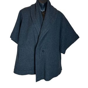 Eileen fisher angora blend boxy short sleeve sweater top medium grey